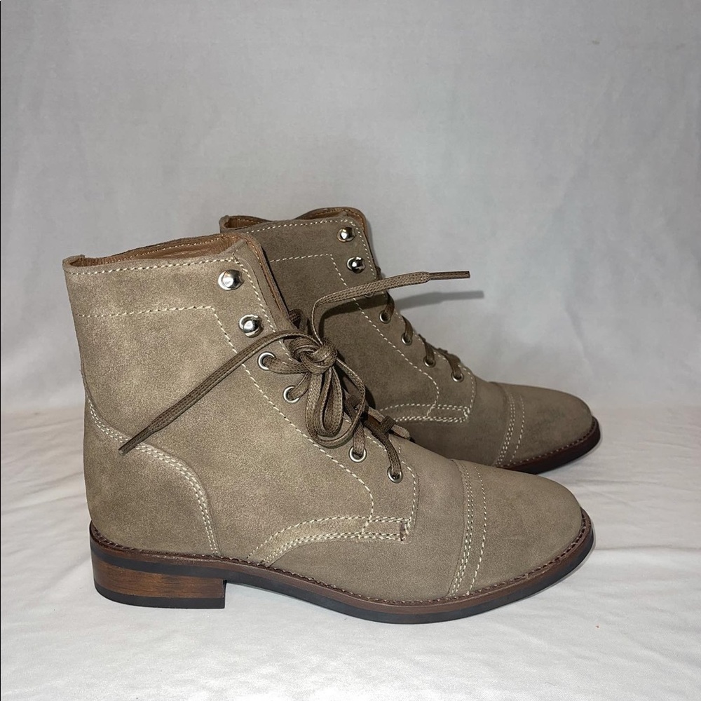 THURSDAY Dark Olive President suede boot 5.5
